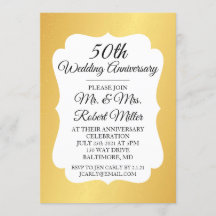 Einladung - 50. Hochzeitstag Gold Confetti