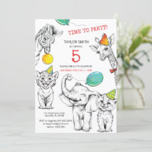 Einladung 5. Geburtstag mit lustigem süße Tier.