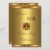 Einladung 60. Geburtstag Gold auf Gold (Vorne/Hinten)