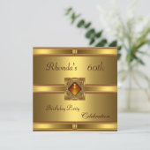 Einladung 60. Geburtstag Gold auf Gold (Stehend Vorderseite)