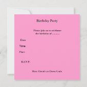 Einladung 6. Geburtstag Pink Hearts Bow Girl (Rückseite)