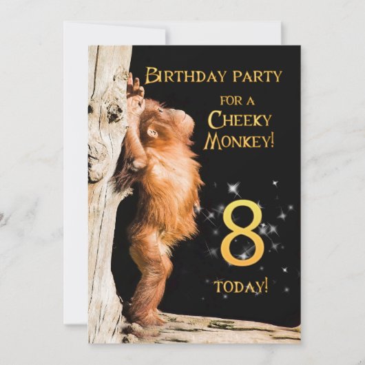 Einladung 8 zum Geburtstag mit Orang-Utan (Vorderseite)