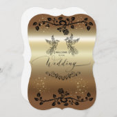 Einladung a la boda elegante dorada (Vorne/Hinten)