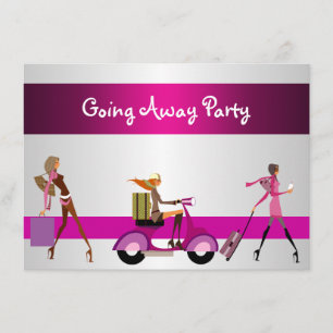 Einladung Abschiedsparty Mädchen Fahrrad Gepäck Sp