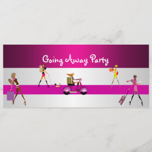 Einladung Abschiedsparty Mädchen Fahrrad Gepäck Sp