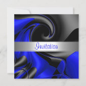 Einladung Abstrakt Blue Curve (Vorderseite)
