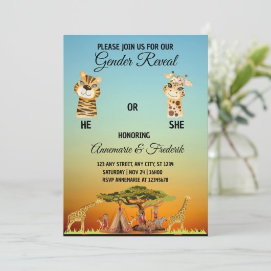 Einladung afrikanischer Tiere (Stehend Vorderseite)