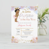 Einladung Afroamerikaner-Prinzessin-Babyparty (Stehend Vorderseite)