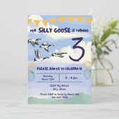 Einladung albern Gänse zum Geburtstag (Stehend Vorderseite)