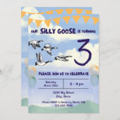 Einladung albern Gänse zum Geburtstag (Vorne/Hinten)