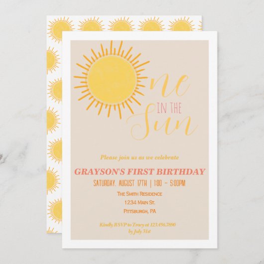 Einladung am 1. Geburtstag (Vorne/Hinten)