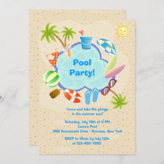 Einladung am Pool (Vorne/Hinten)