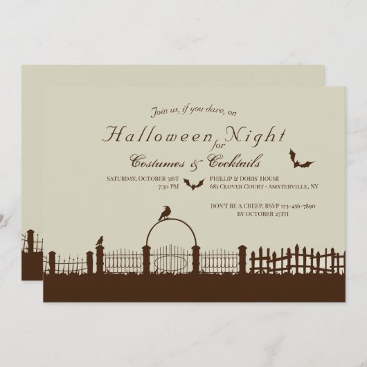 Einladung an der Grenze zu Halloween (Vorne/Hinten)