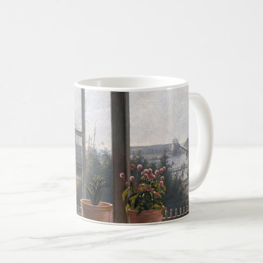 Einladung an der Küste: Open Window & Seascape Kaffeetasse (VorderseiteRechts)