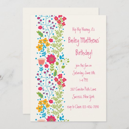 Einladung an die Perky Floral Border (Vorne/Hinten)