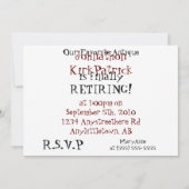 Einladung an Ruhestands-Party, Geburtstag, (Rückseite)