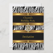 Einladung Animal Zebra Print Gold Geburtstagsparty (Vorderseite)