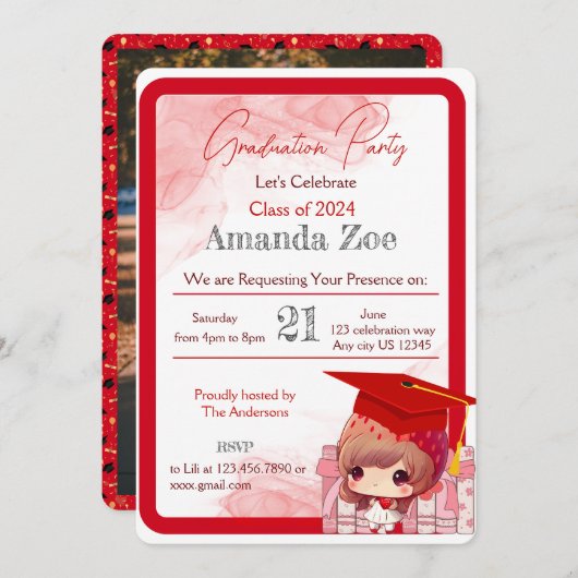 Einladung/Ankündigung der Absolventin Einladung (Vorne/Hinten)