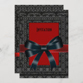 Einladung Antiker Roter Brokat Bow (Vorne/Hinten)