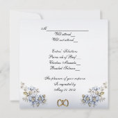 Einladung Antwortkarte Blue Hydrangea und Spitze (Rückseite)