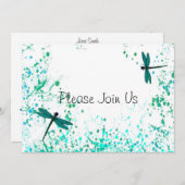 Einladung aquamariner Libellen zur Hochzeit (Vorne/Hinten)