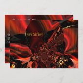 Einladung Art Abstrakte Schmuckseide in Rot (Vorne/Hinten)