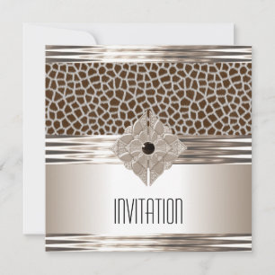 Einladung Art Deco Creme Beige Tierprint