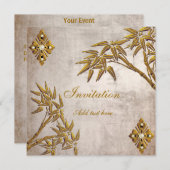 Einladung Asiatische Gold altes Papier (Vorne/Hinten)