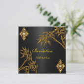 Einladung Asiens Gold und Schwarz (Stehend Vorderseite)