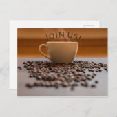 Einladung auf der Postkarte - Kaffee - Kommen Sie  (Vorne/Hinten)