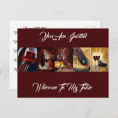 Einladung auf Postkarte - Willkommen in meinem Tis (Vorne/Hinten)