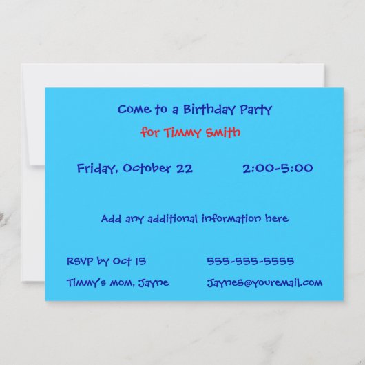 Einladung aus Holz (Rückseite)