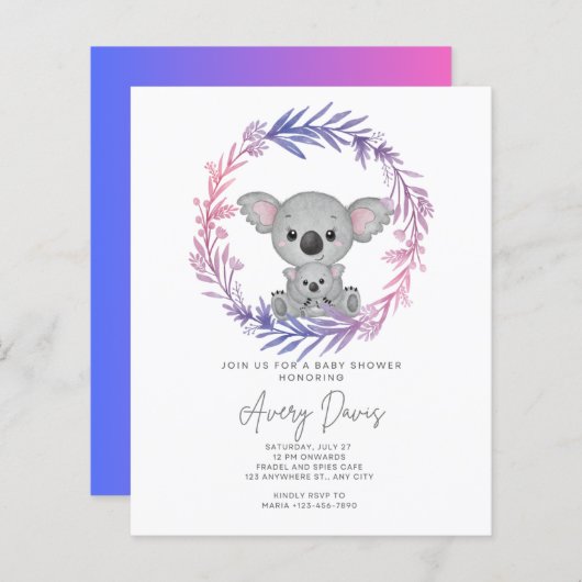 Einladung Baby Dusche (Vorne/Hinten)