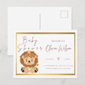 Einladung Baby Dusche goldenes Tier Postkarte (Vorne/Hinten)