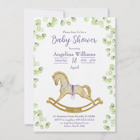 Einladung Babydusche mit charmanten Designs. (Vorderseite)