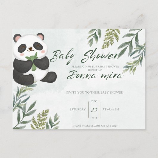 Einladung Babydusche, Tier, Panda Postkarte (Vorderseite)