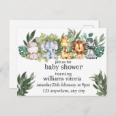 Einladung Babydusche, Tiere, Safari Postkarte (Vorne/Hinten)