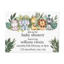 Einladung Babydusche, Tiere, Safari