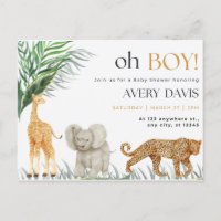 Einladung Babydusche, wild, Tiere