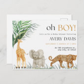 Einladung Babydusche, wild, Tiere Postkarte (Vorne/Hinten)