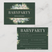 Einladung Babyparty – Gold Grün Floral Babyshower (Vorne/Hinten)