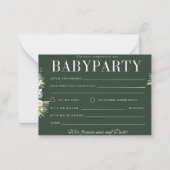 Einladung Babyparty – Gold Grün Floral Babyshower (Rückseite)