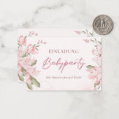 Einladung Babyparty – Pink Blumen Babyshower (Vorderseite/Rückseite Beispiel)