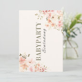 Einladung Babyparty – Rosa Blumen Babyshower (Stehend Vorderseite)