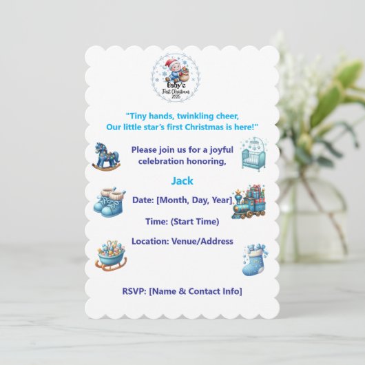 Einladung-Baby's Erste Weihnachtsfeier Party Einla Einladung (Stehend Vorderseite)