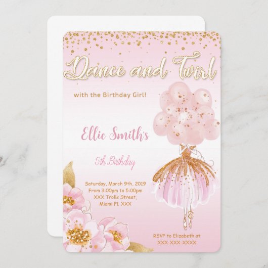 Einladung Ballerina (Vorne/Hinten)