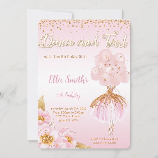 Einladung Ballerina (Vorderseite)