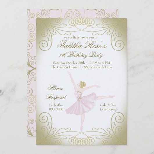 Einladung Ballerina (Vorne/Hinten)
