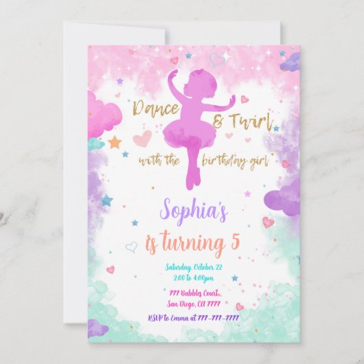 Einladung Ballerina (Vorderseite)