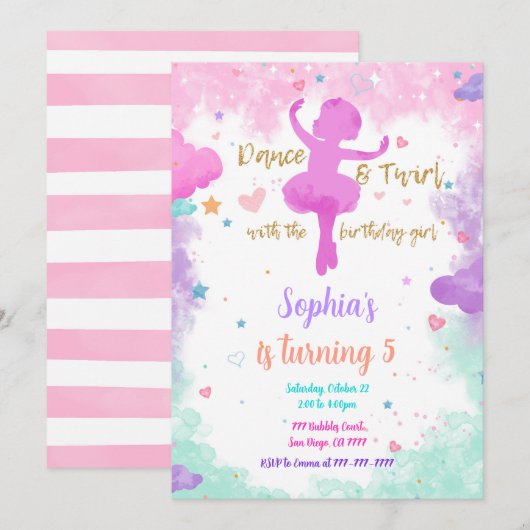 Einladung Ballerina (Vorne/Hinten)